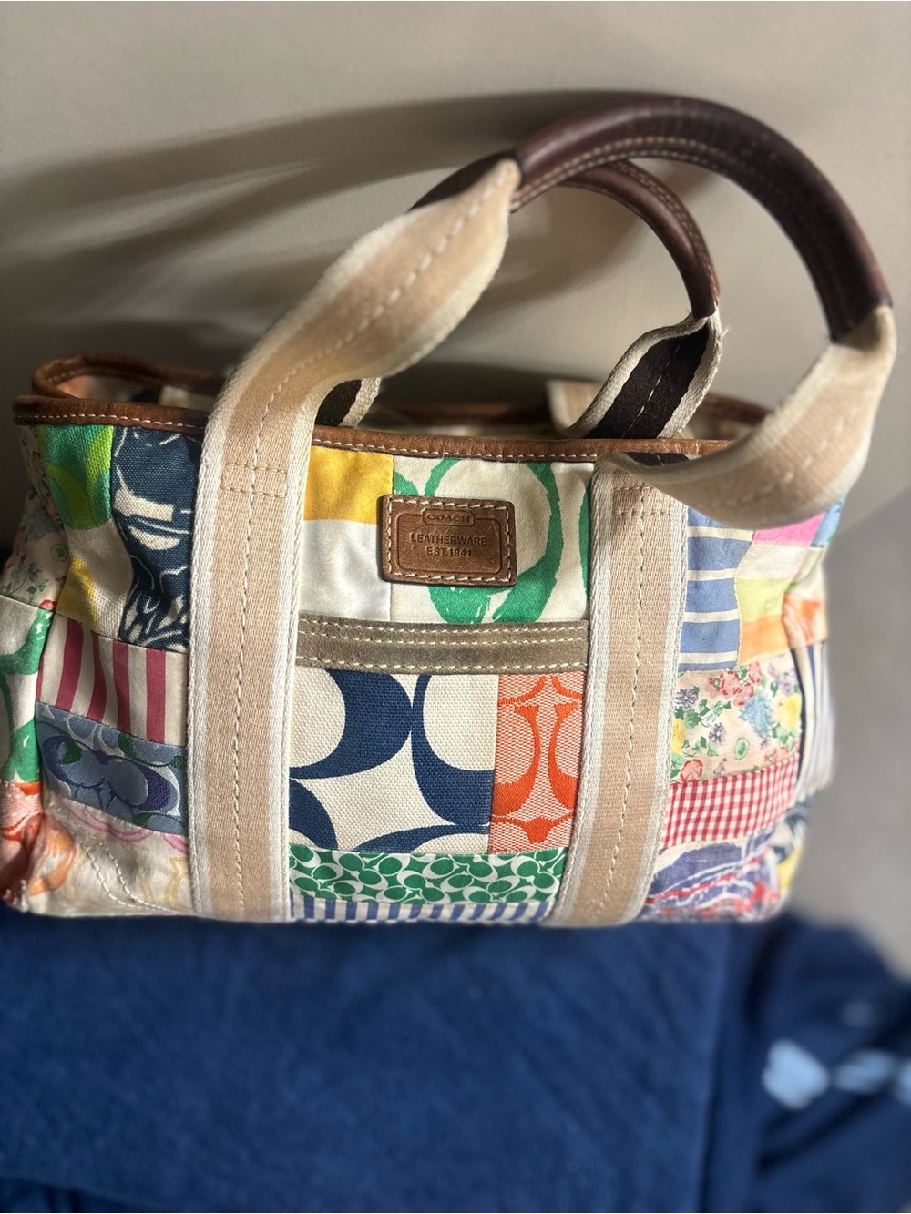 Coach Patchwork Canvas Tote Bag in Multi-Color Vintage